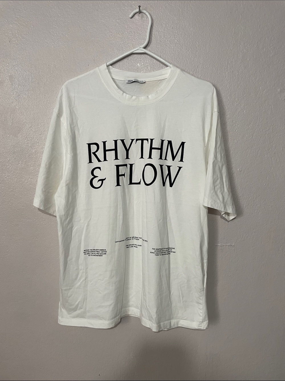 Zara White 'Rhythm & Flow' Graphic Short-Sleeve Tee